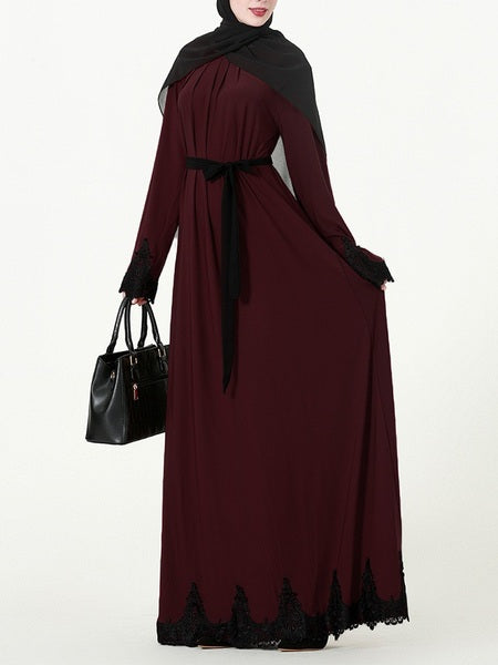 (S-3XL) Kiele Plus Size Abaya Hijab Muslim Long Sleeve Maxi Dress