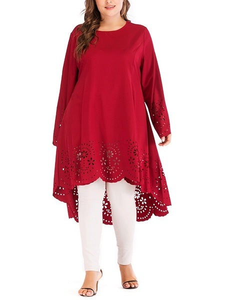 Montana Red Cutout Longer Back Muslimah Tunic Blouse