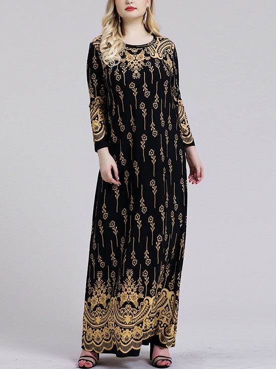Wendi Plus Size Royal Printed Long Sleeve Maxi Dress (Suitable For Mus Pluspreorder Wendi Plus Size Royal Printed Long Sleeve Maxi Dress (Suitable For Mus Pluspreorder
