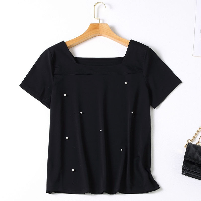 Haven Plus Size Square Neck Pearls Knit Top