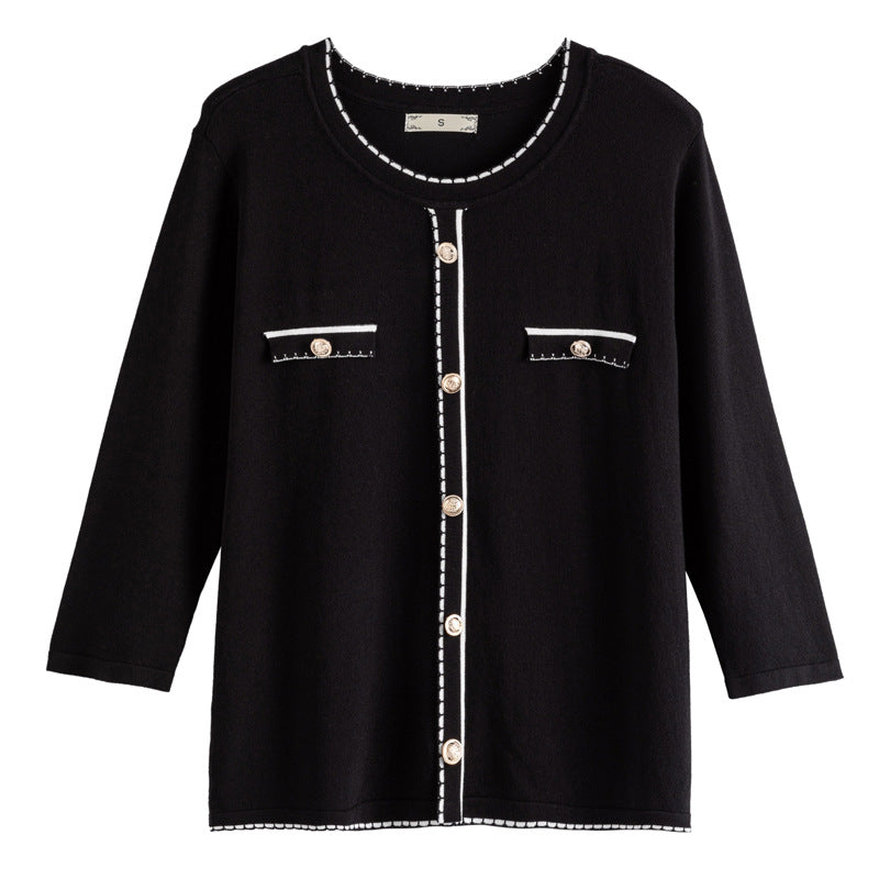Plus Size Chanel-Esque Buttons Mid Sleeve Top