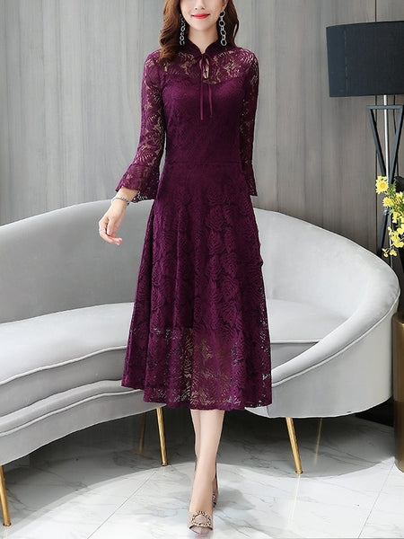 Lace Bell Sleeve Midi Dress