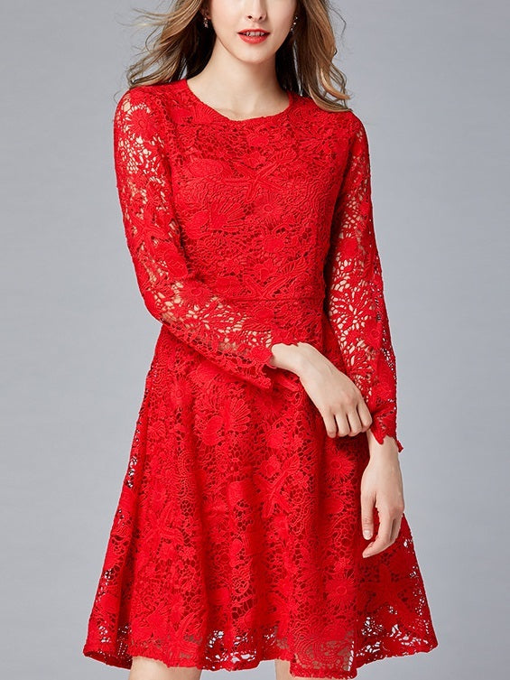Micarla Crochet Red Swing Lace Dress