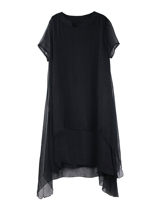 (Ready Stock Black 3XL*1) Plus Size Shimmer Crepe Occasion Short Sleeve Midi Dress