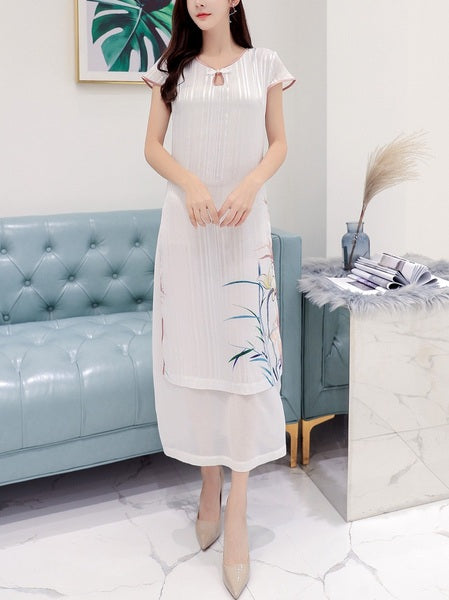 (Bust 88-124CM) Marna Plus Size Cheongsam Qipao Midi Dress
