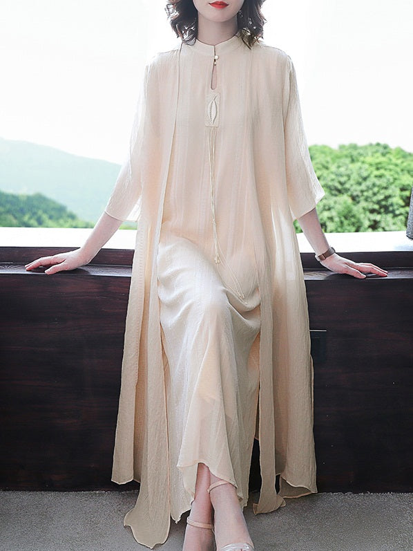 Leor Plus Size Oriental Cheongsam Midi Dress