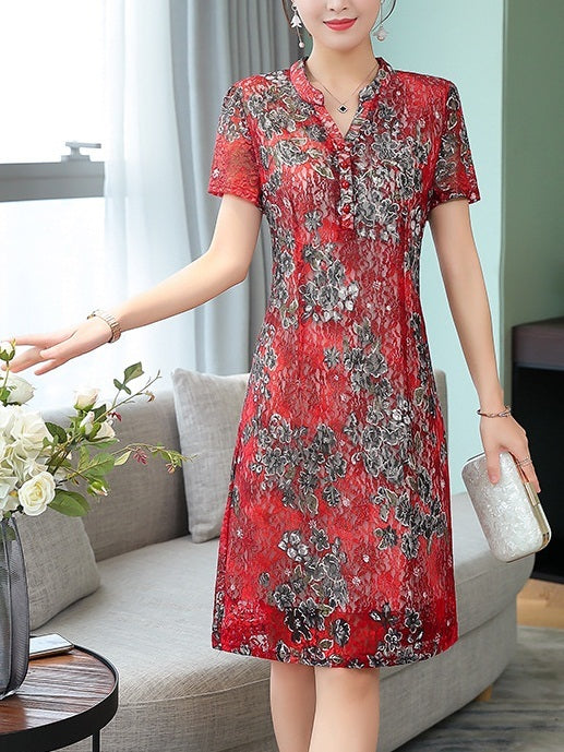 Mecca (Bust 86-106CM) Floral Lace Shirt Dress