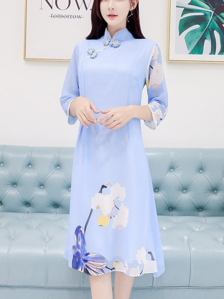 (Bust 86-120CM) Marnetta Qipao Midi Dress
