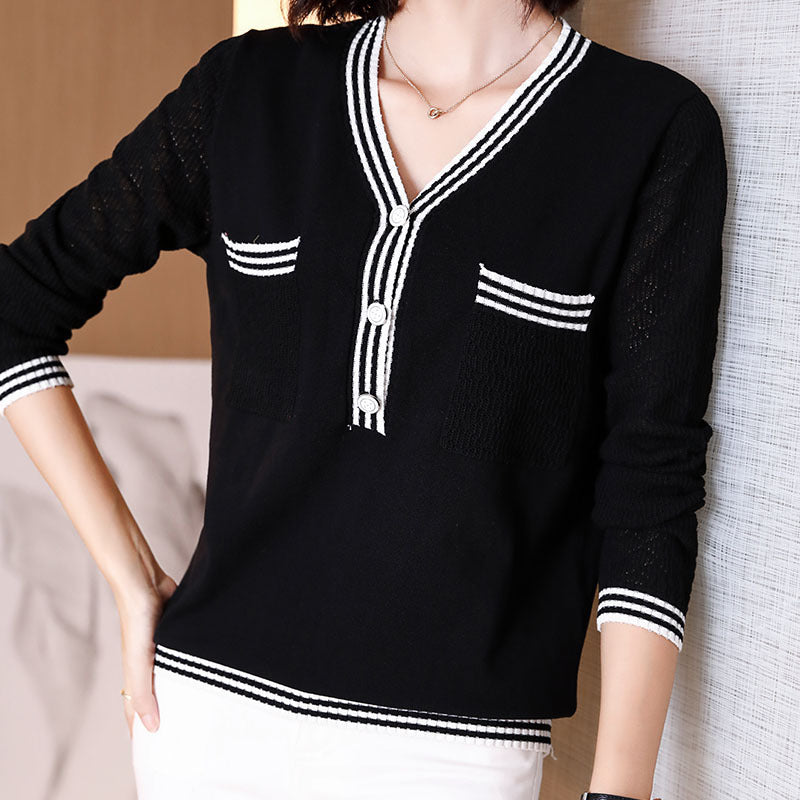 Khristian Plus Size Chanel-Esque Knit Long Sleeve Top