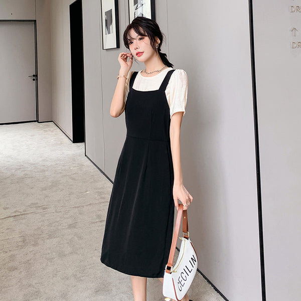 midi dress korea Korean Summer Midi Dress Lace Floral Pullover Short Sleeve Empire Waist