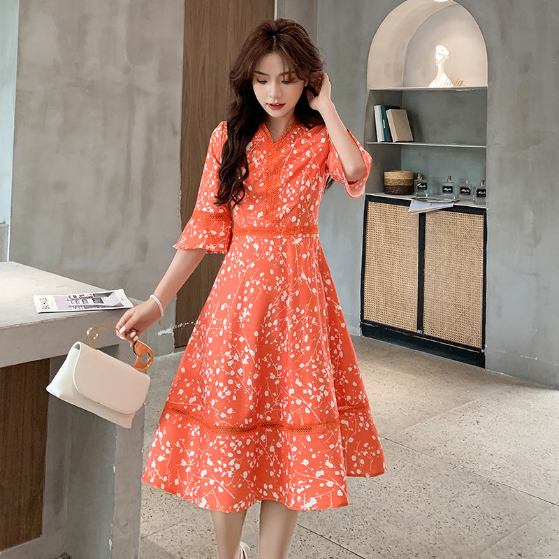 Plus Size Orange Floral Korean Dress Pluspreorder Plus Size Orange Floral Korean Dress Pluspreorder