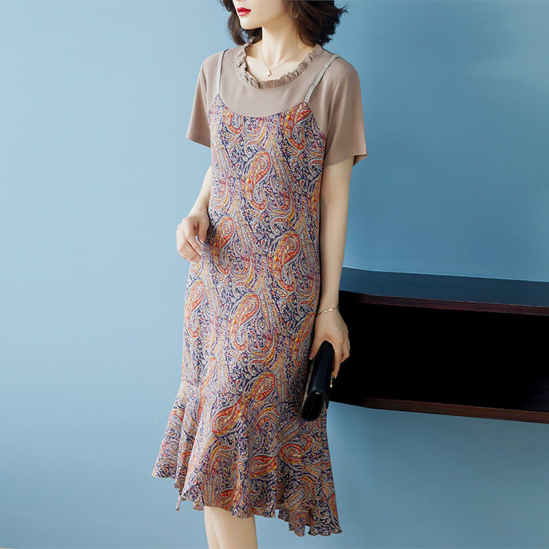Landy Plus Size Mock 2 Piece Midi Dress