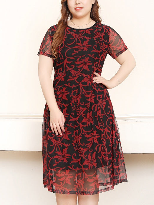 Patchouli Red Scroll Floral Dress