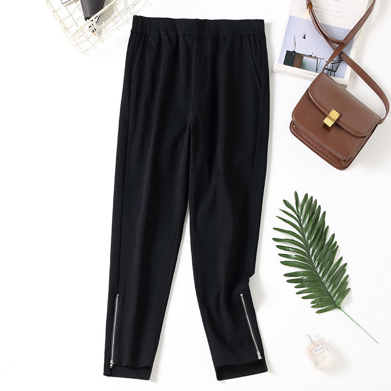 Kimberly Plus Size Zip Long Black Pants