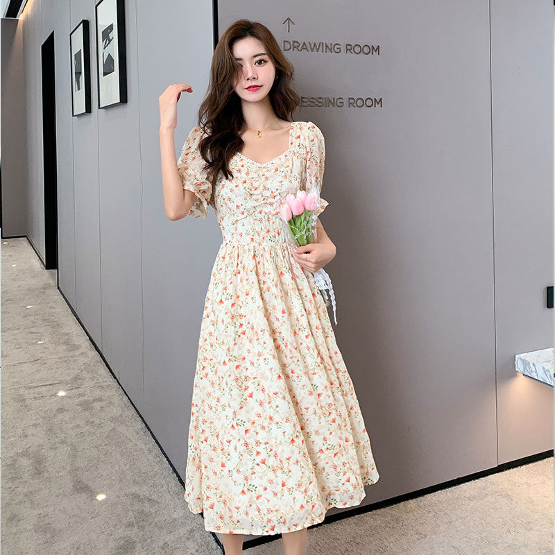 Plus Size Floral Lace Pearls Korean Midi Dress – Pluspreorder