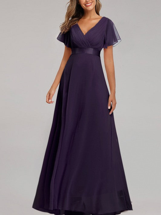 Song Plus Size Wedding Bridesmaid Evening Dress Gown Crepe Wrap V Neck –  Pluspreorder