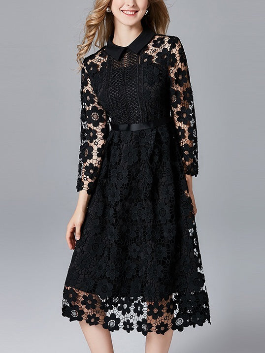 Maëlys Floral Crochet Midi Shirt Dress (2 COLOURS)