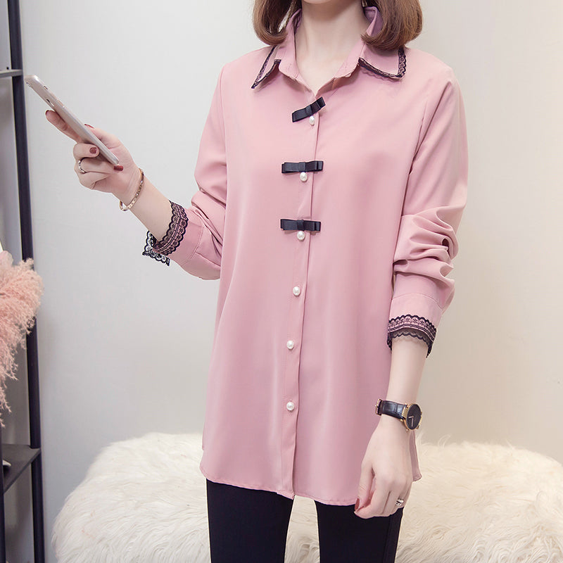 Kyli Plus Size Lace Long Sleeve Shirt Blouse