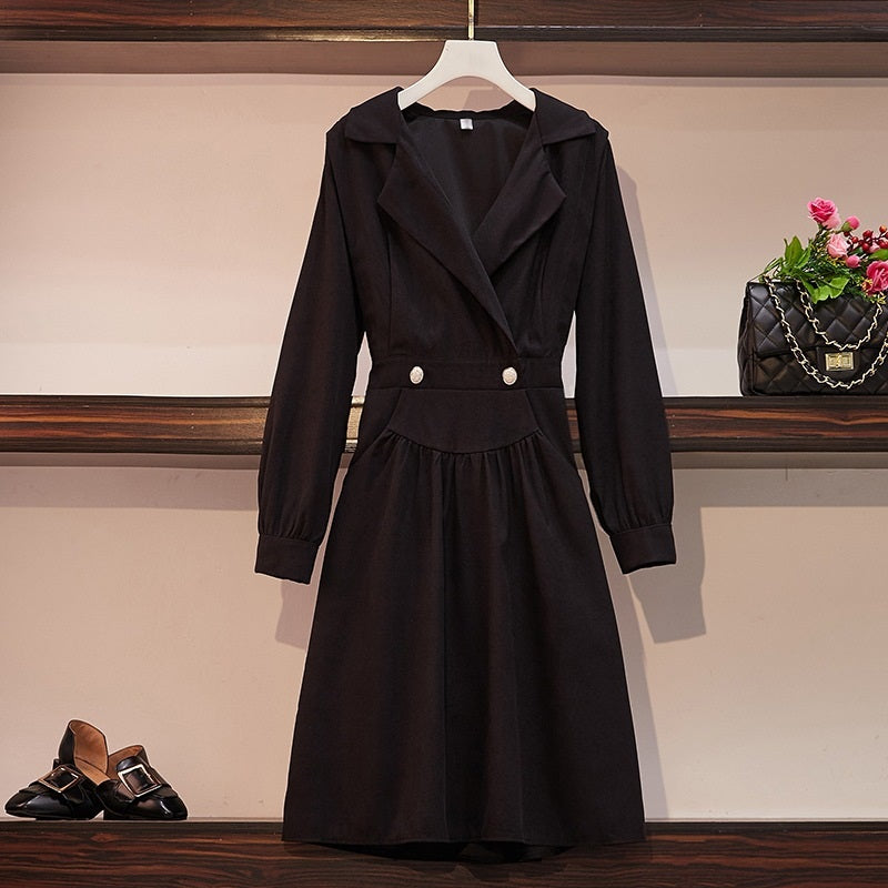 Sherona Trench Coat Collar Buttons L/S Midi Shirt DressZ
