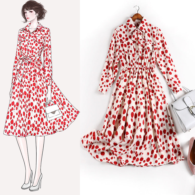 Kya plus size polka dots midi shirt dress