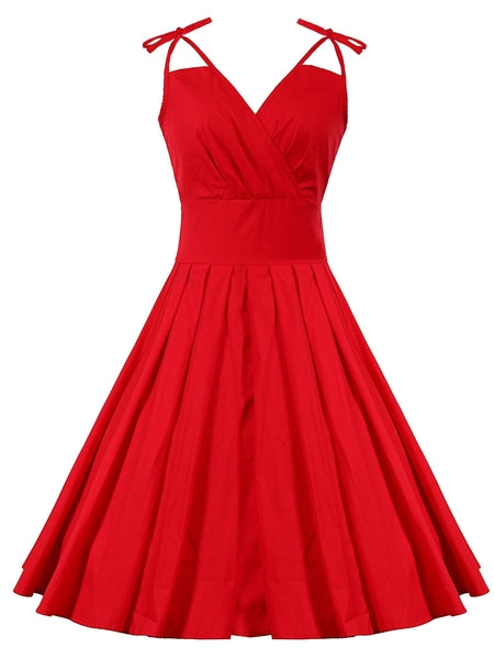 (XS-4XL) Bow Tie Sleeveless Swing Dress