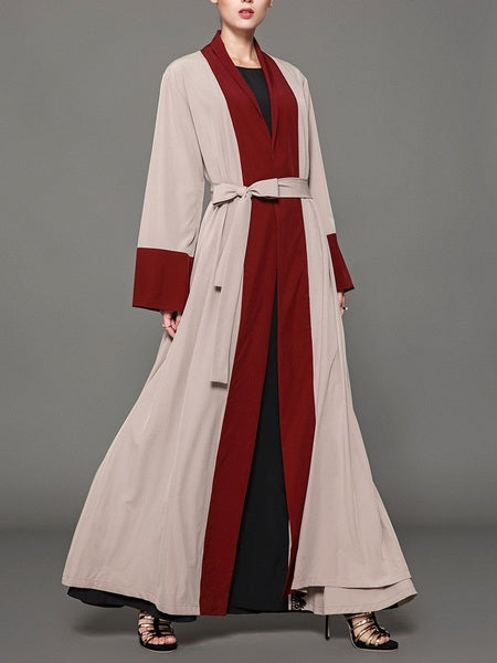 Morey Red and Khaki Colourblock Maxi Jacket