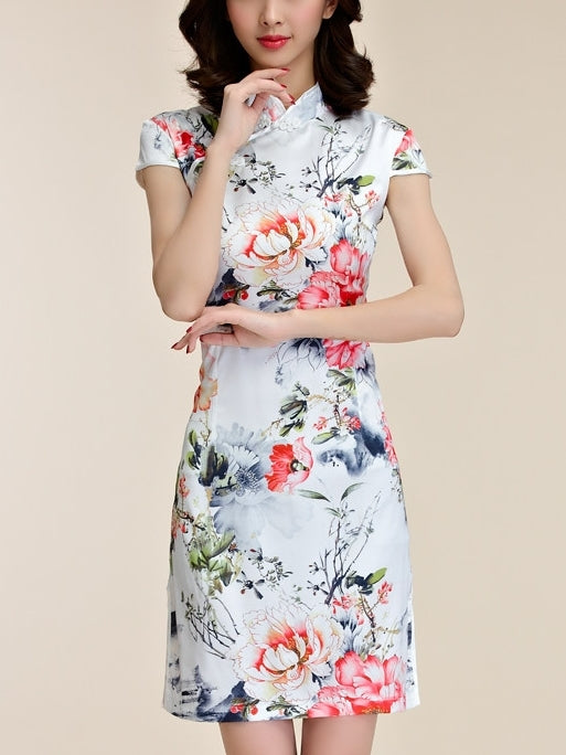 Orient White Plus Size Qipao Cheongsam Dress