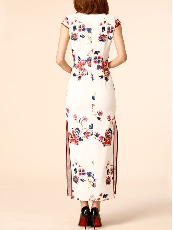 M-3XL)Kalli Red Accent Maxi Plus Size Cheongsam Qipao Dress – Pluspreorder