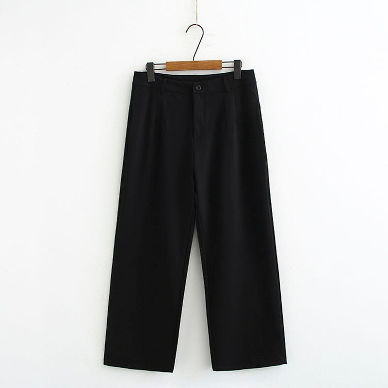 Glen Plus Size Black Culottes Long Pants