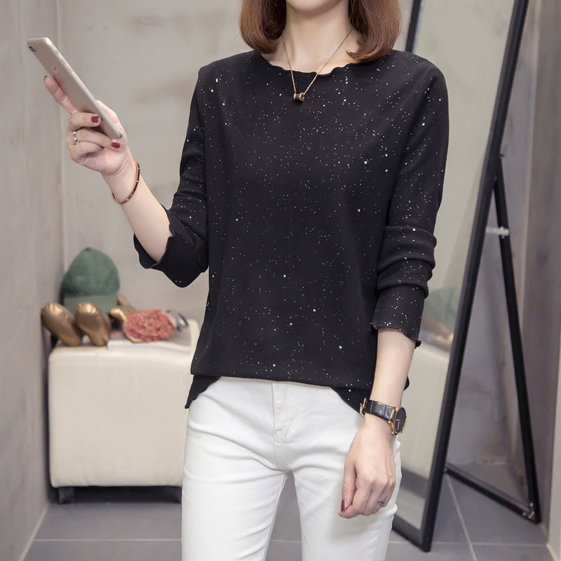 Kenzinton Plus Size Sparkles Round Neck Long Sleeve T Shirt Top (Muslimah Friendly)
