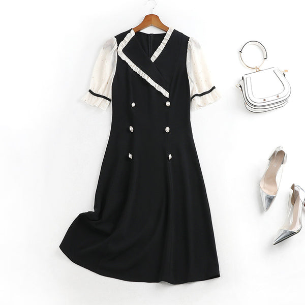 Plus Size Tuxedo Short Sleeve Shirt Dress