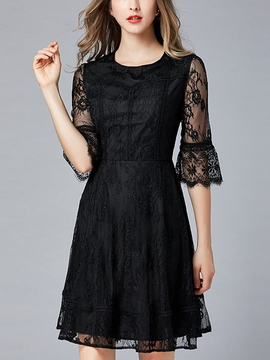 Plus Size Black Skater Dress With Sleeves Michaela Black Bell Sleeve Lace Plus Size Formal Wedding Plus Size Black Skater Dress With Sleeves Michaela Black Bell Sleeve Lace Plus Size Formal Wedding