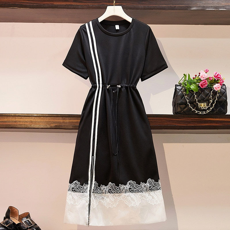Eshe Plus Size Streetwear Inspired Short Sleeve Midi Dress