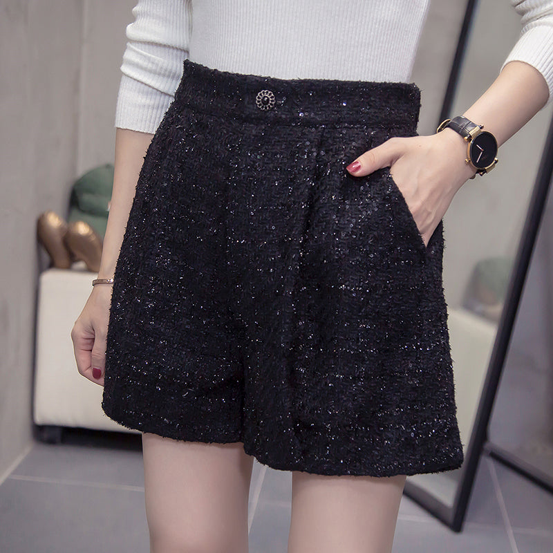 Leilah Plus Size Chanel-Eqsue Sparkle Tweed Shorts