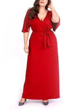 Wrap Tie Maxi Dress (EXTRA BIG SIZE)
