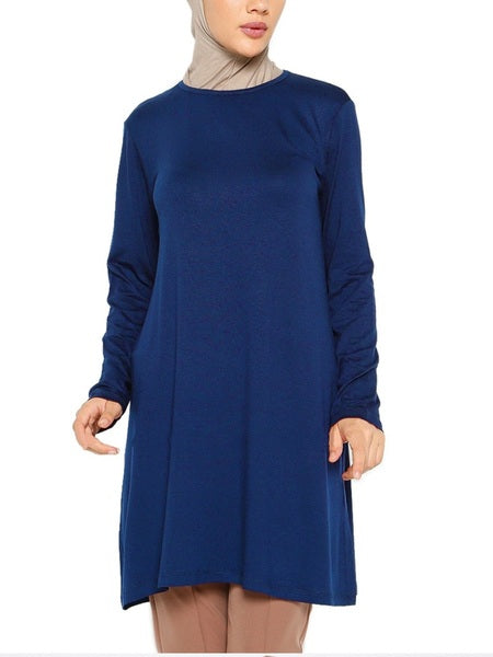 (S-4XL) Kiira Tunic Cotton Plus Size Hijab Muslim Long Sleeve T Shirt Tunic Top (Extremely Comfortable!)