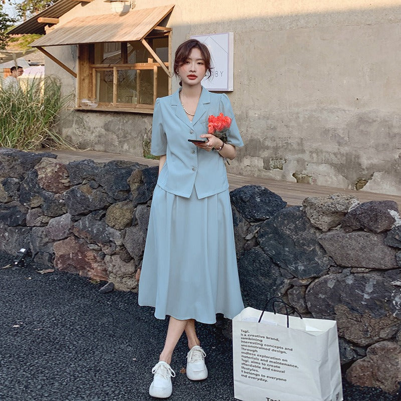 Korean Blazer And Skirt Set Autumn Winter Set Short Long Sleeve