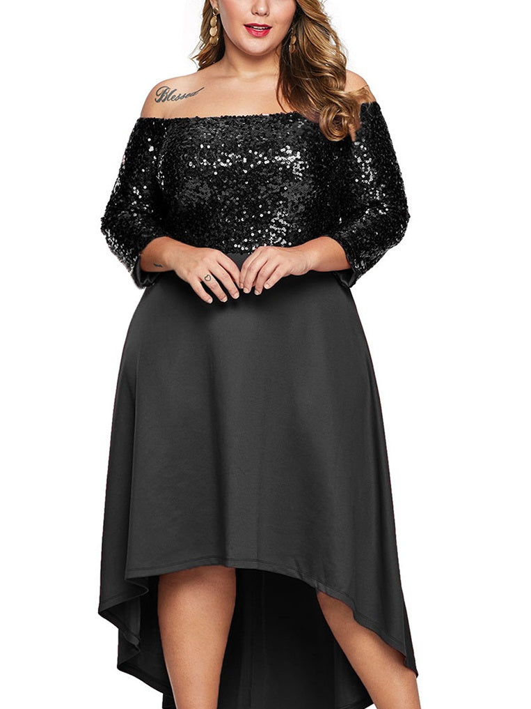 Elegant black plus best sale size evening gowns