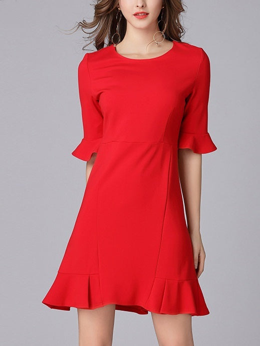 Maximum Red Bell Sleeve S/S Dress