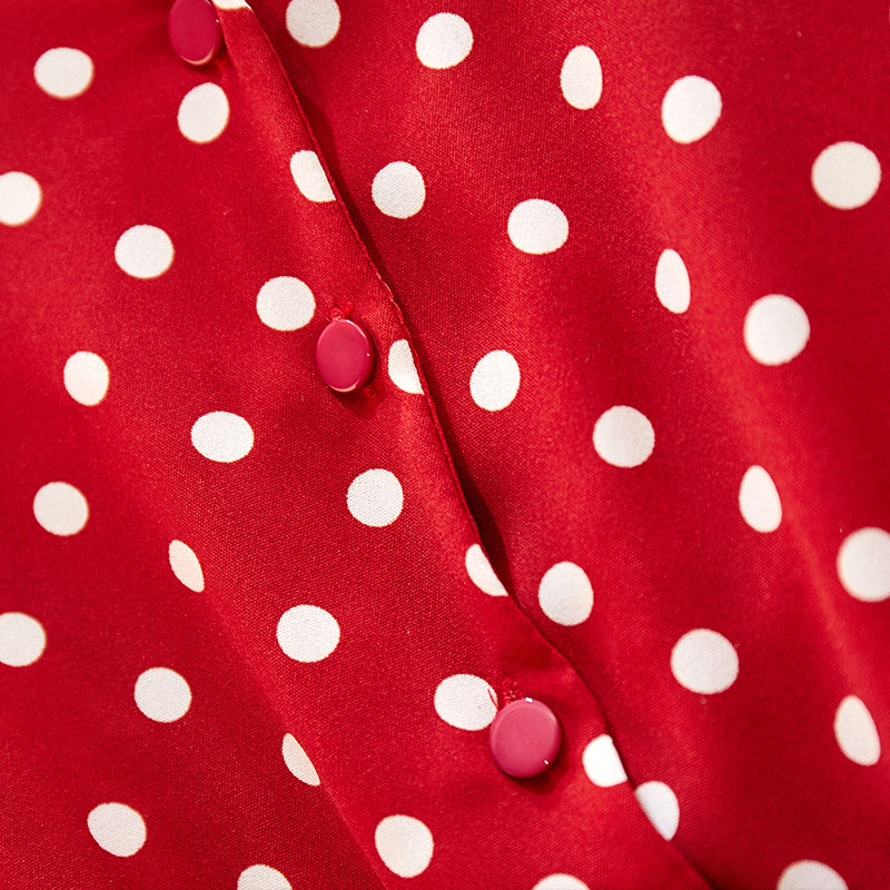Plus Size Red Polka Dots Long Sleeve Dress – Pluspreorder