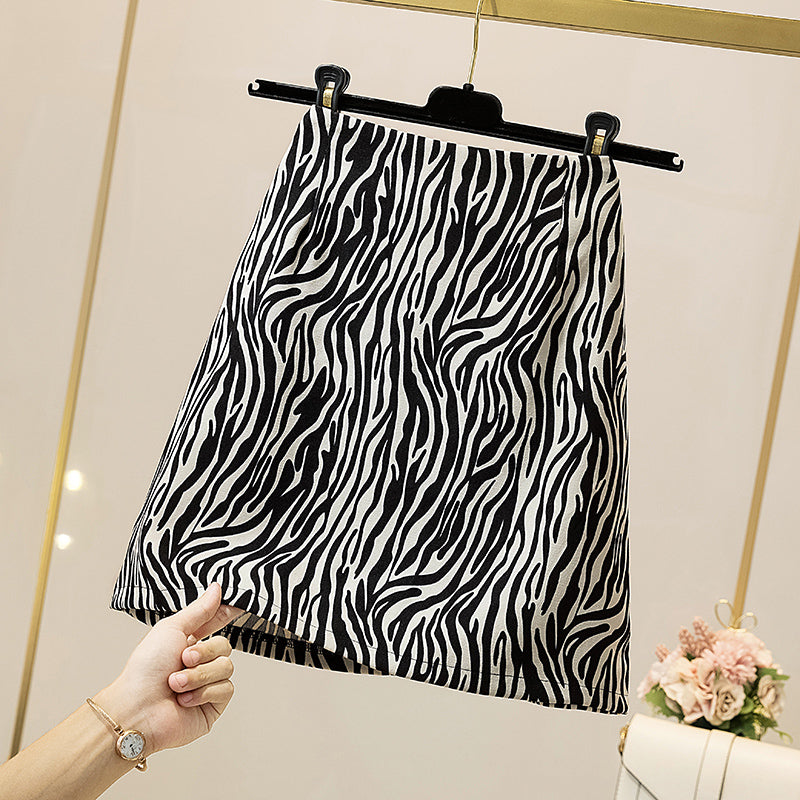 Plus Size Zebra Mini Skirt