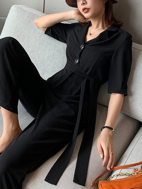 Leelah Plus Size Black Jumpsuit