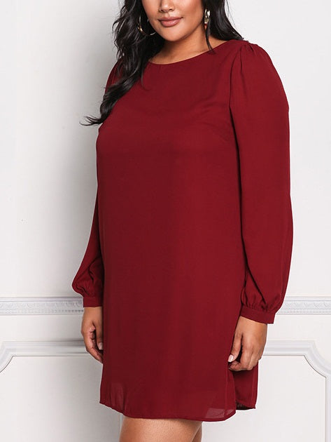 Tammie Plus Size Puff Sleeve Chiffon Long Sleeve Dress Suitable