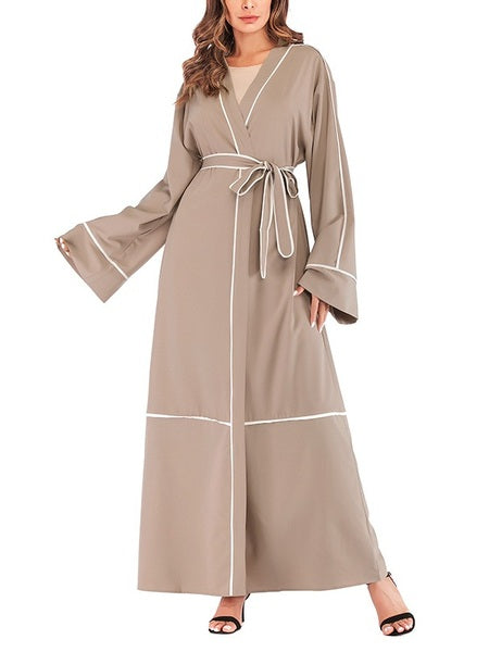 Morgane Colourblock Piping Maxi Jacket