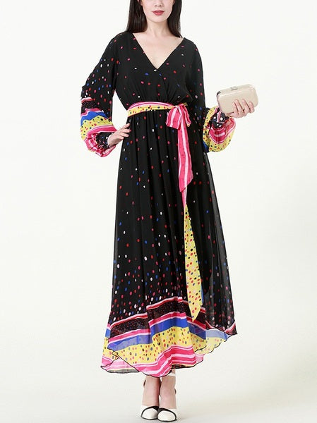 (XL-7XL) Kika Rainbow Dots Maxi Dress