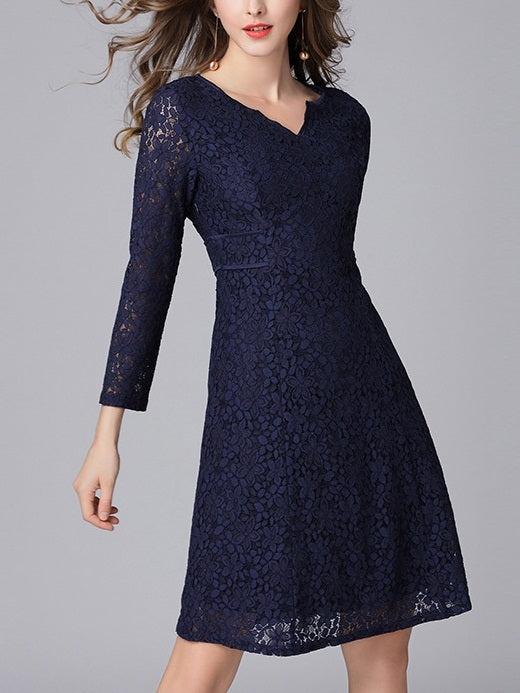 Maesen V-neck Navy Lace Dress