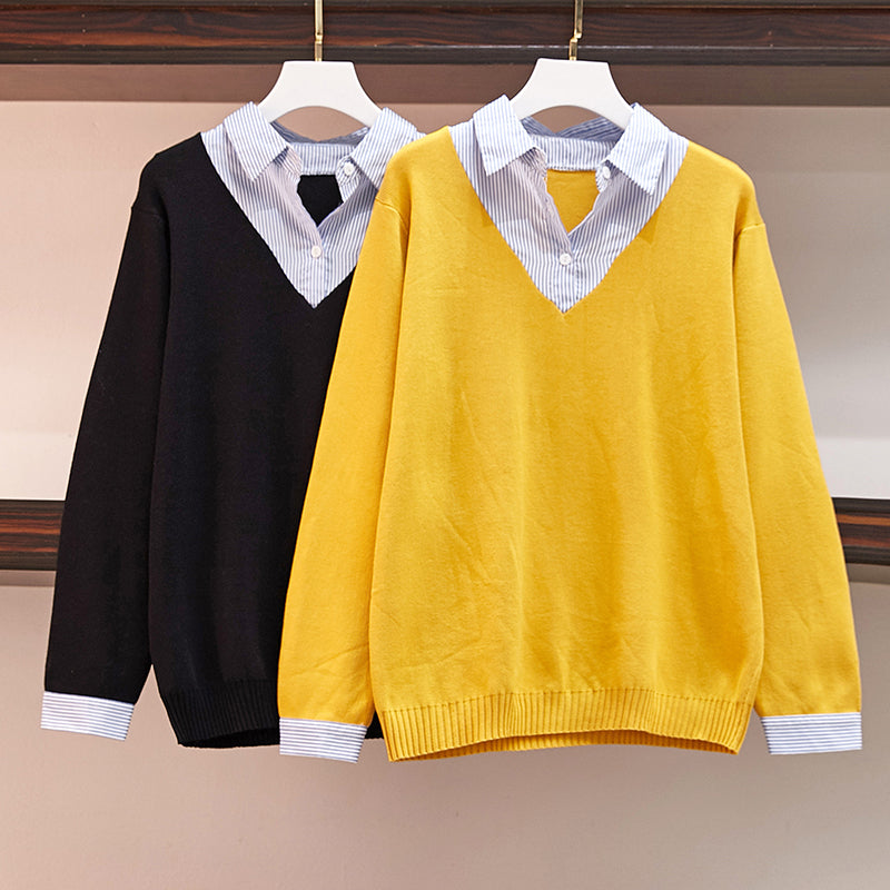 Leelo Plus Size Knit Long Sleeve Shirt Blouse