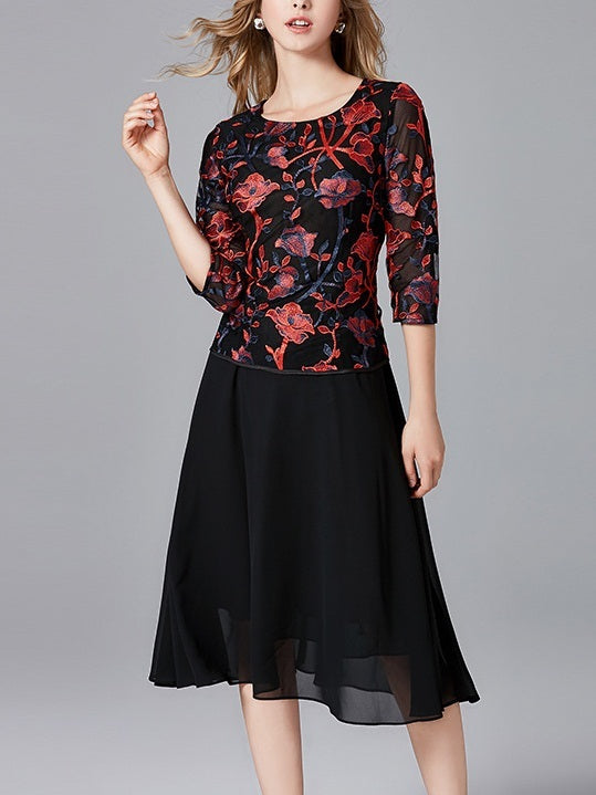 Maesie Embroidered Organza Midi Dress