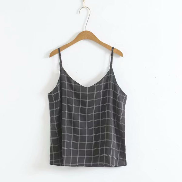 Katilynn Plus Size Checked Camisole Sleeveless Top