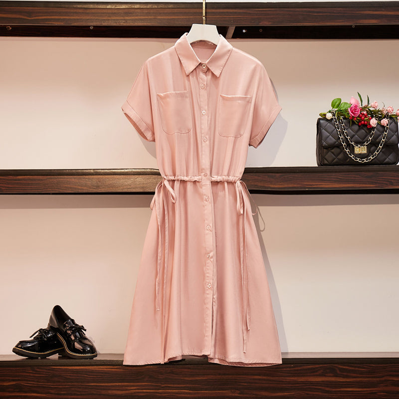 LaRay Plus Size Orange Short Sleeve Shirt Dress